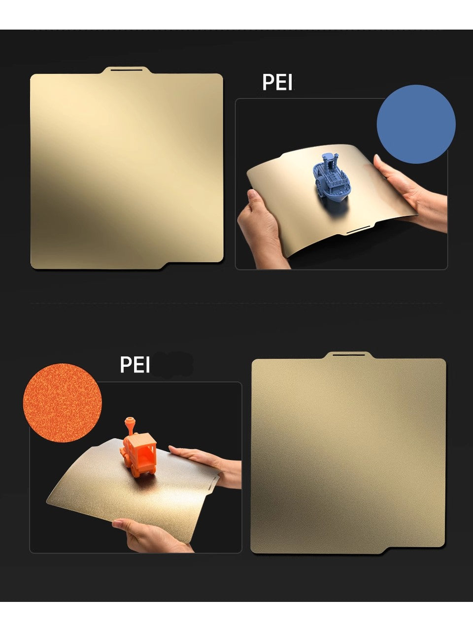 Bambu Lab A1 Mini Uyumlu (Düz + Dokulu) - 180X180 mm Çift Taraflı Peı Yay Çeliği Baskı Yüzeyi